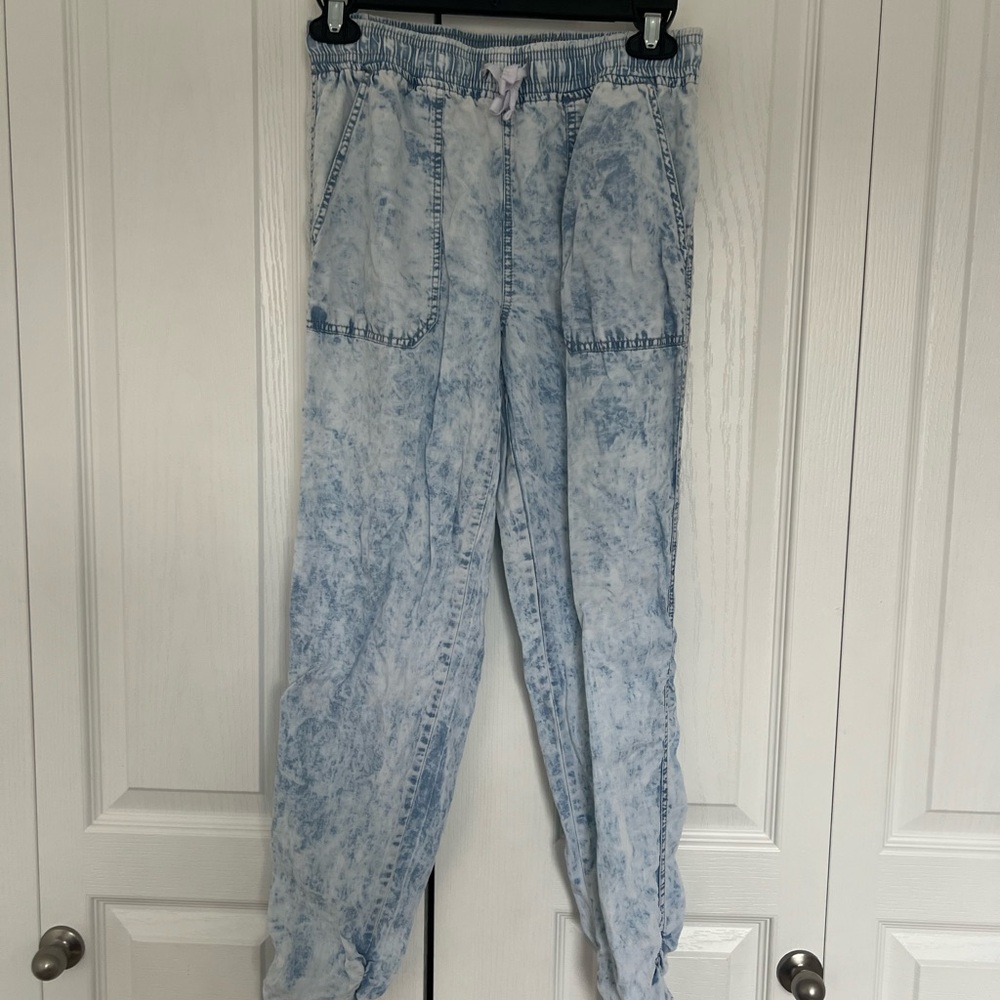 Light Blue Acid Wash Jogger Pants